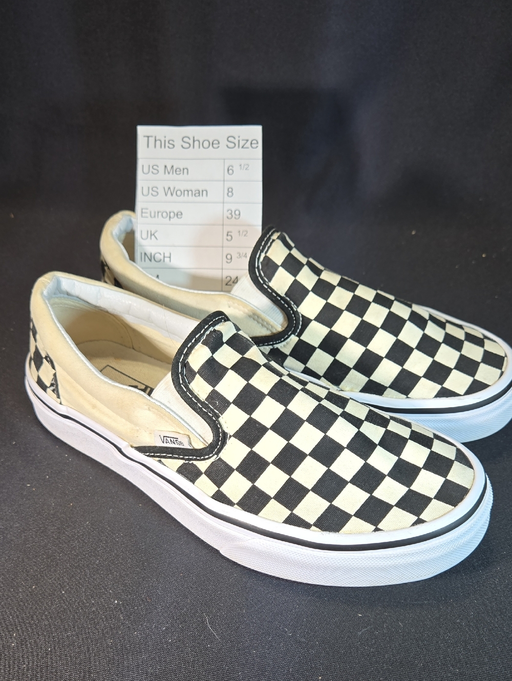 Vans Classic Checkerboard Slip-On Sneakers - Black & Cream
